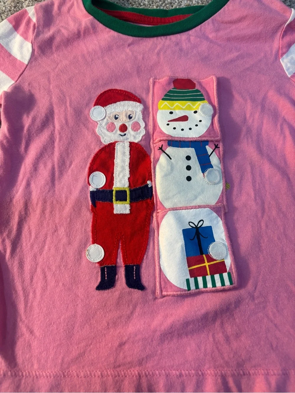 Mini Boden Pink Toddler Girls Christmas T Shirt 2-3 Lift Flap Santa Elf reindeer